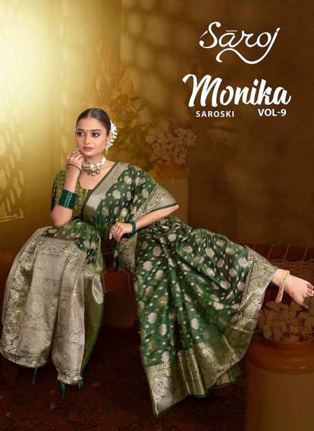 Monika Vol 9 By Saroj Festive Wear Organza Designer Sarees Wholesale Market In Surat Catalog